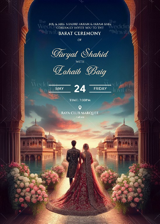 Traditional Barat Wedding Invitation Design | Static Image