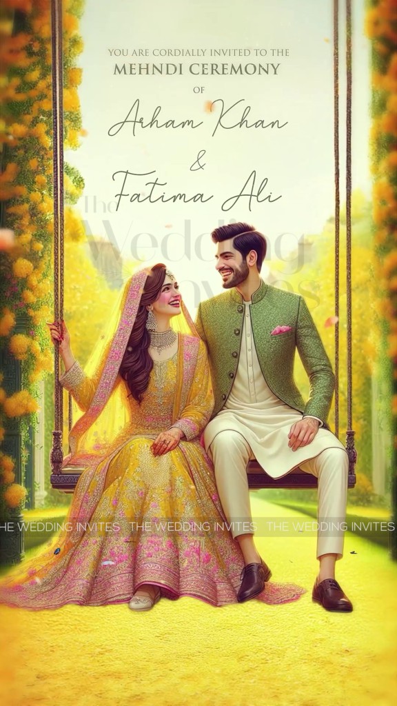 Mehndi Invitation |  Yellow Swing Theme