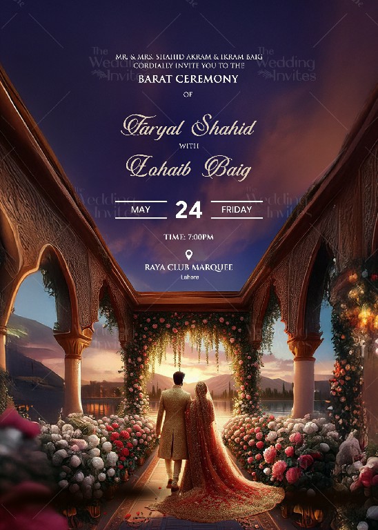 Evening Theme Barat Wedding Invitation | Static Image