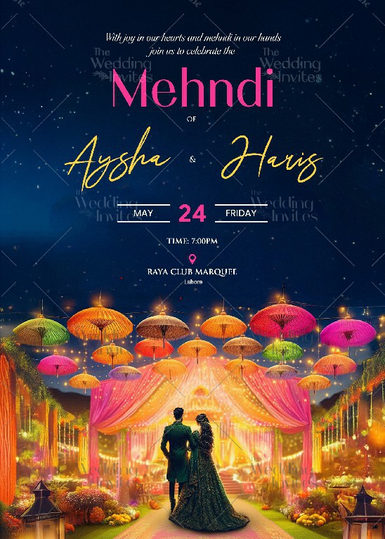 Umbrella Mehndi Invitation | Static Image